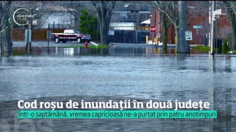 Fenomene meteo extreme. Cod roşu de inundaţii în două judeţe