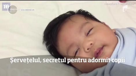 Șervețelul, secretul pentru adormit bebeluși