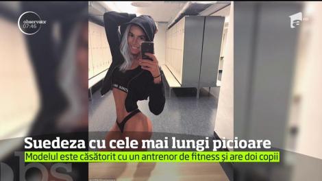 VIDEO! Doar picioarele îi măsoară un metru: "Eu așa ceva n-am mai văzut!" Un model suedez face ravagii pe internet cu fotografiile sale