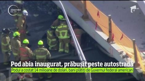Momente îngrozitoare în Statele Unite. Pod abia inaugurat, prăbușit peste autostradă
