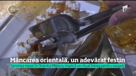 Humus, tahini, carne de miel cu orez şi iaurt! Mâncarea orientală, un adevărat festin