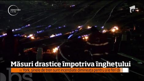 Șinele de tren din New York, incendiate pentru a le feri de îngheț