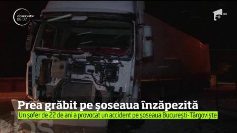 Trei ore a fost blocat traficul şoseaua Bucureşti-Târgovişte