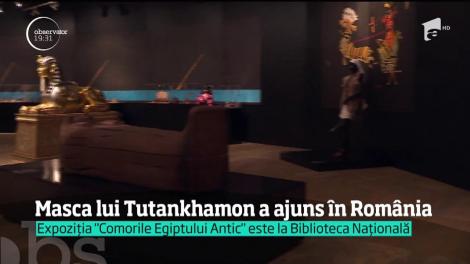Celebra mască a lui Tutankhamon, regele-copil al Egiptului, a ajuns la Bucureşti