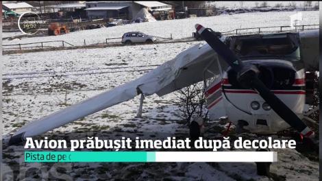 Avion prăbușit imediat după decolare. Cei doi piloți au încercat să aterizeze de urgență, dar avionul a lovit copacii