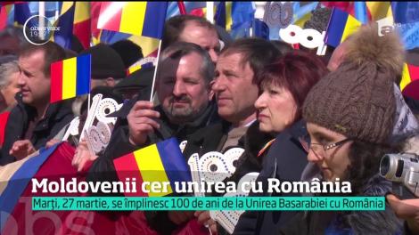 Moldovenii cer unirea cu România. Președintele Igor Dodon a îndemnat cetățenii să nu participe la manifestașie
