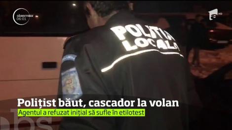 Un poliţist local din Alexandria s-a urcat băut la volan şi a lovit un autobuz. Când au venit colegii de la Rutieră a încercat să scape basma curată