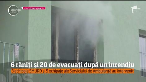 Incendiu violent intr-un bloc Braşov. Un bebeluş de doar trei luni şi cinci adulţi au ajuns la spital
