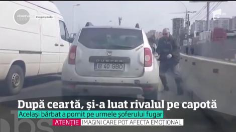 După o ceartă, și-a luat rivalul pe capotă! A oprit abia în faţa poliţiştilor