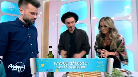 Faydee are talent şi în bucătărie! Artistul a gătit la Prietenii de la 11 salată "Halloumi"