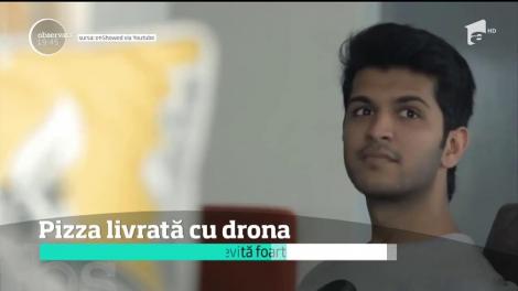 Pizza vine în zbor în oraşul Mumbai! Un restaurant din India a lansat serviciul de livrare aerian, cu ajutorul unei drone