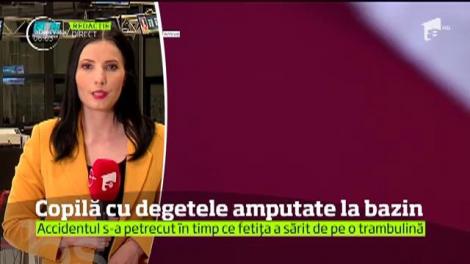 Accident cumplit, la un bazin de înot! O fetiţă a rămas fără două degete, după ce a sărit de pe o trambulină: "I-au rămas întepenite în balustradă și au fost smulse"