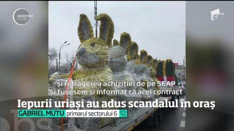 Iepurii giganţi, îmbrăcaţi în beteală aurie şi instalaţi în curtea grădiniţelor, nu au adus Paştele mai devreme în Capitală, ci aer de scandal