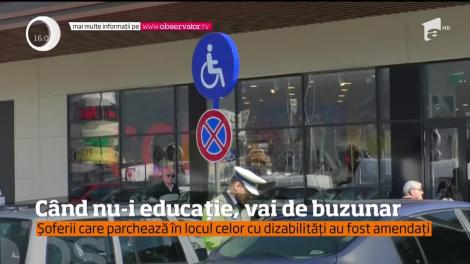 Poliţiştii braşoveni s-au pus pe amendat şoferi care parchează pe locurile persoanelor cu dizabilităţi