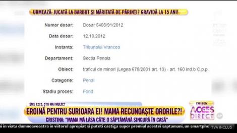 Cristina, tânăra care vrea să-și crească sora: "Mama mă lăsa câte o săptămână singură în casă"