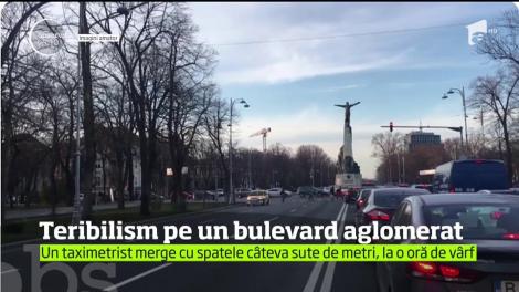 Scene uluitoare surprinse pe Bulevardul Aviatorilor din Capitală! Un taximetrist fentează legea la o oră de vârf, pe una dintre cele mai aglomerate şosele
