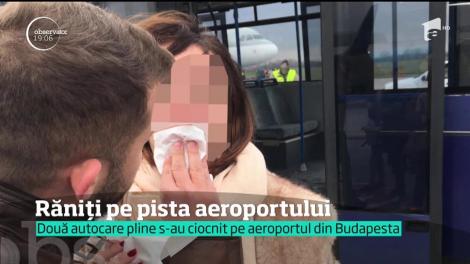 Accident bizar pe aeroportul din Budapesta! Două autocare s-au lovit în timp ce transportau mai mulţi pasageri de pe pistă