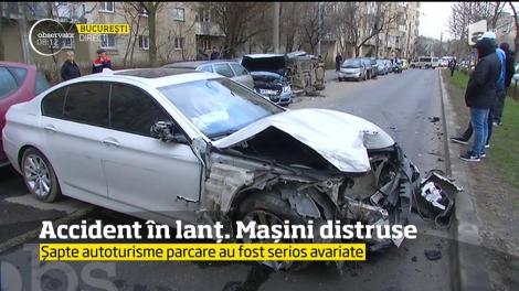 Accident spectaculos în Capitală. 8 mașini distruse