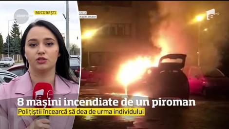 8 mașini incendiate de un piroman, în București