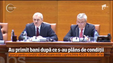 Parlamentarii primesc sume consistente pentru că muncesc în condiţii vătămătoare. Suma este cuprinsă între 400 şi 3000 de lei