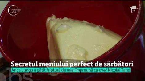 Anca Lungu şi chef Nicolae Tand au pregătit o gustoasă friptură de miel cu sparanghel, praz şi fasole verde