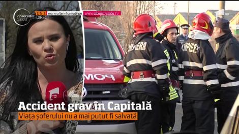 Accident mortal în Capitală. Imediat după impact, maşina a luat foc