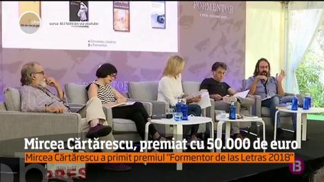 Scriitorul român Mircea Cărtărescu a fost distins cu un premiu internaţional pentru literatură, în Spania