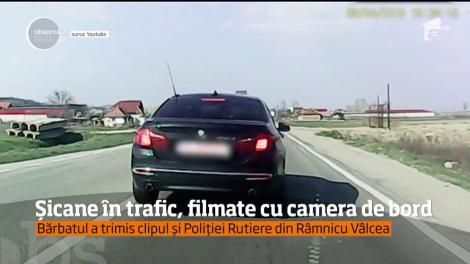 Șicane în trafic, filmate cu camera de bord
