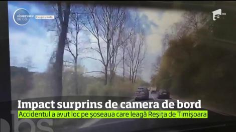 Accident spectaculos filmat pe drumul ce leagă Reşita de Timişoara