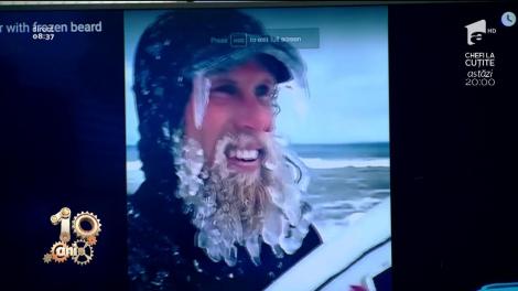 Smiley News. I-a înghețat barba, după ce a făcut surfing în mijlocul iernii!