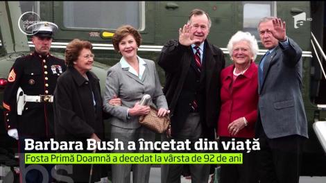 Fosta Primă Doamnă a Statelor Unite, Barbara Bush, a încetat din viaţă la vârsta de 92 de ani