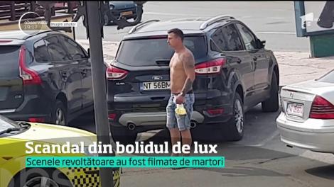 Imagini şocante surprinse pe străzile din Roman. Un bărbat inhalează substanţe necunoscute s-a urcat la volanul unei maşini şi a plecat