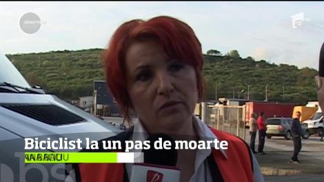 Salvare din aer pentru un biciclist lovit de un camion pe o şosea din Cluj