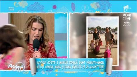 Lavinia Goste și Marius Zorilă, părinții unor fetițe gemene, Maria și Ioana: "Cu doi copii de aceeași vârstă este mai dificil, dar și foarte frumos"