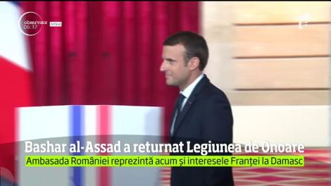 Liderul sirian Bashar al-Assad a returnat Franţei Marea Cruce a Legiunii de Onoare, cu care fusese decorat în 2001