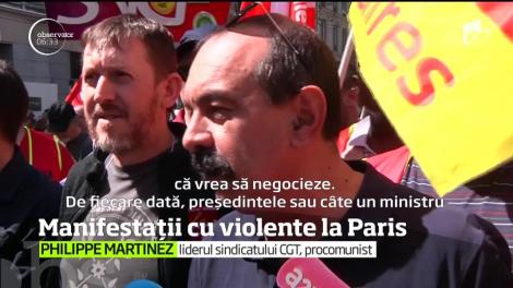Manifestații cu violențe a Paris. Peste 15.000 de oameni au protestat față de reformele președintelui Macron