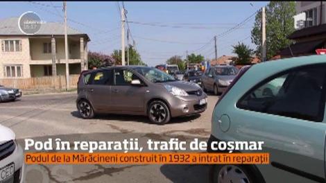Podul de la Mărăcineni construit în 1932 a intrat în reparații, iar traficul este mult îngreunat