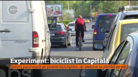 Nu e uşor să fii biciclist în Capitală! Pistele nu au o lungime suficientă, uneori, devin loc de parcare pentru şoferii care nu au unde să-şi lase maşinile