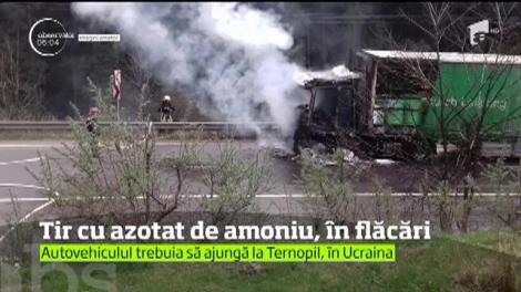 Tir cu azotat de amoniu, în flăcari