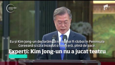Strângerea de mână şi îmbrăţişările celor doi lideri coreeni au fost cât se poate de sincere, spun experții  în limbajul trupului