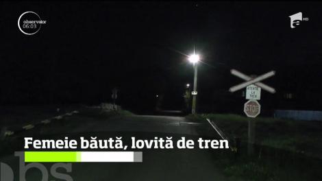 Femeie băută, lovită de tren