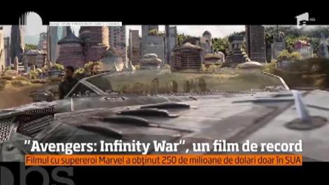 ”Avengers: Infinity War”, un film de record. Filmul cu supereroi Marvel a obținut 250 de milioane de dolari doar în America