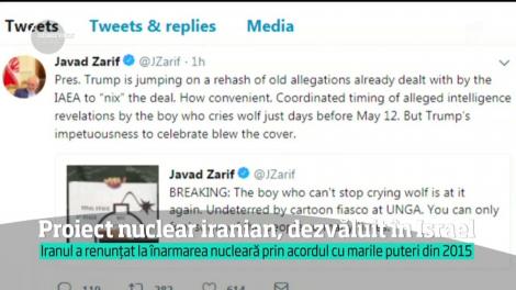 Proiect nuclear iranian, dezvăluit în Israel. Iranul a renunțat la înarmarea nucleară prin acordul cu marile puteri din 2015