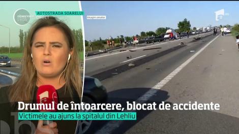 Carambol pe A2, șase oameni răniți. Patru mașini au fost implicate în accident