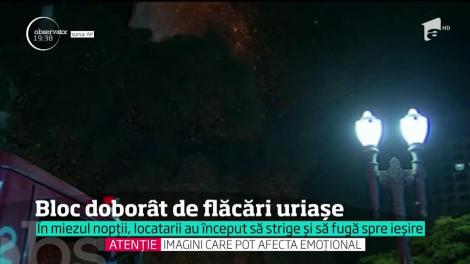 Bloc doborât de flăcări uriașe. În miezul nopții, locatarii au început să strige și să fugă spre ieșire