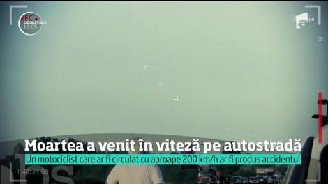 Moartea a venit în viteză pe autostradă. Șoferul a pierdut controlul volanului după ce motociclistul l-a lovit din spate