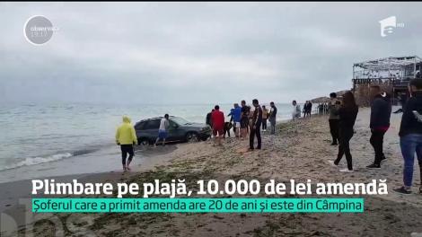 Încă un tânăr a ajuns cu maşina, pe plaja din Vama Veche. Agenţii de la Rutieră l-au amendat cu 10 mii de lei