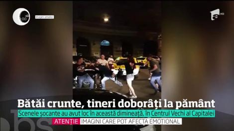 Bătaie generală în Centrul vechi al Capitalei! Doi tineri au rămas inconştienţi pe asfalt