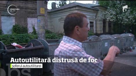 O maşină de intervenţie a companiei de transport public din Iaşi a luat foc în mers