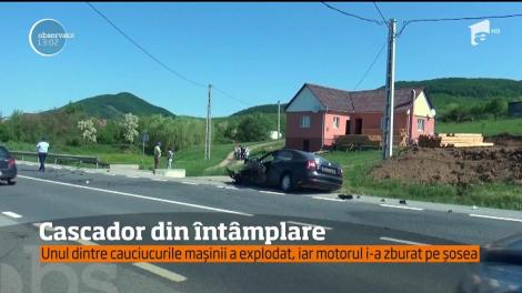 Un şofer poate declara, cu mâna pe inimă, că s-a născut pentru a două oară! A scăpat doar cu zgârieturi după ce s-a răsturnat cu mașina